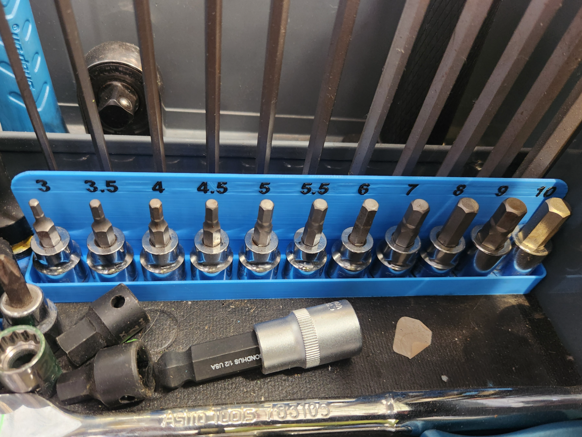 3/8 Metric Hex Socket Tray- with and without label