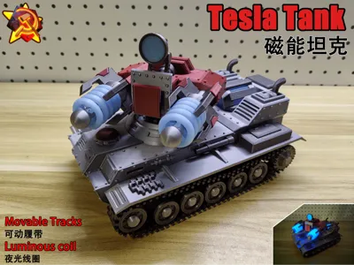 Red Alert - Magnetron Tank: movable tracks, rotatable turret, luminous effect - Red Alert Soviet high-tech, often overlooked, fully color-separated, minimal AMS usage