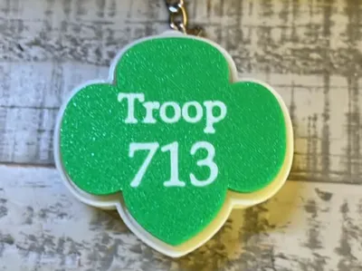 Girl Scout Trefoil Clicker Keychain Customizable 