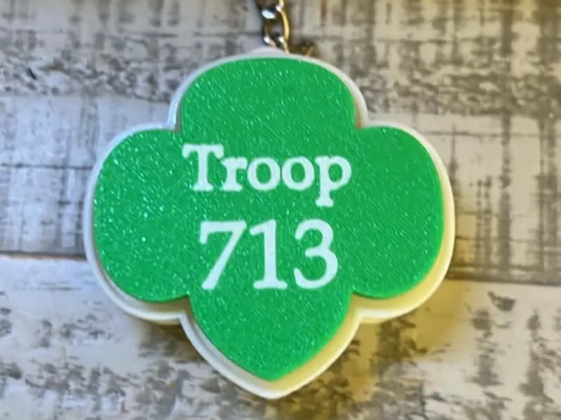 Girl Scout Trefoil Clicker Keychain Customizable 