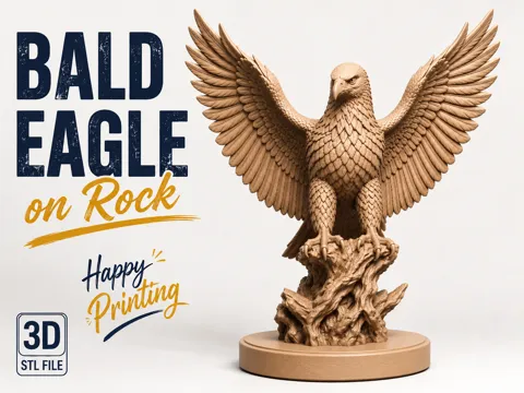 Letrero o emblema decorativo: Bald Eagle on Rock — referencia de MakerWorld