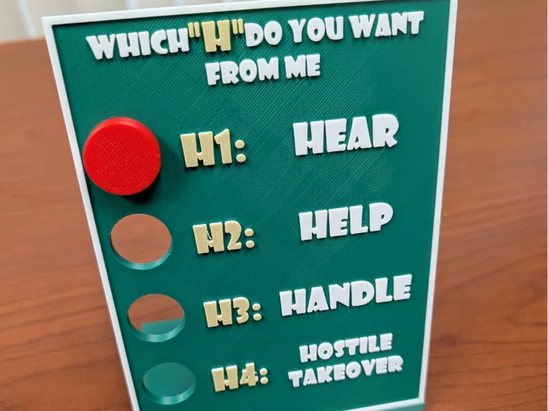 Which “H”? Help Hear Handle Funny Desk Sign