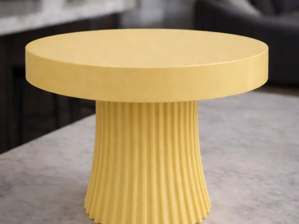 Présentoir à gâteau moderne, finition jaune pâle