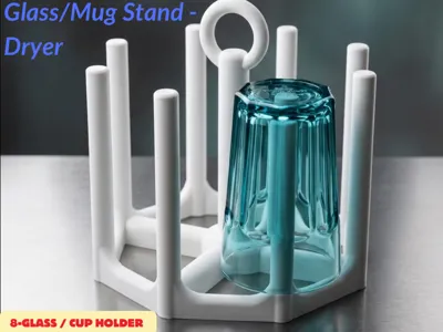 Octagonal 8-Cup Glass/Mug Drying Rack with Handle
