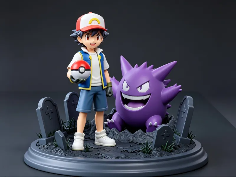 Pokemon Ash and Gengar Diorama