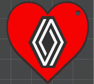 Renault logo heart keychain