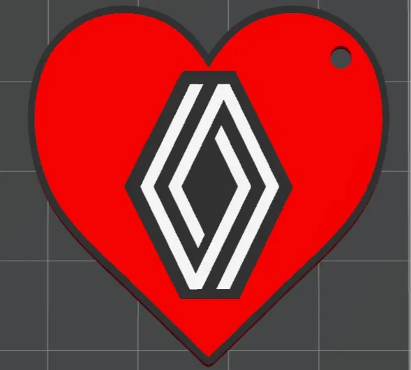 Renault logo heart keychain