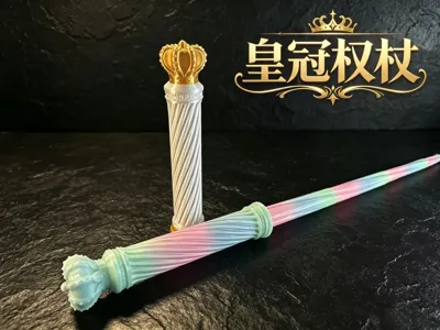 Crown Scepter Spiral Telescopic Sword~Print in Place or separate parts print
