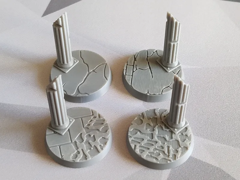 32mm Miniature Model Bases - Ruin Pillars - Pack 2