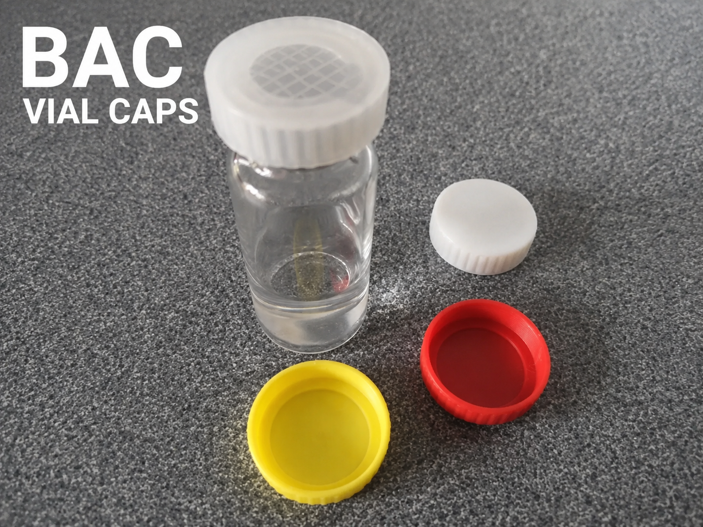 Peptide BAC H2O Vial Caps (Custom Colours)
