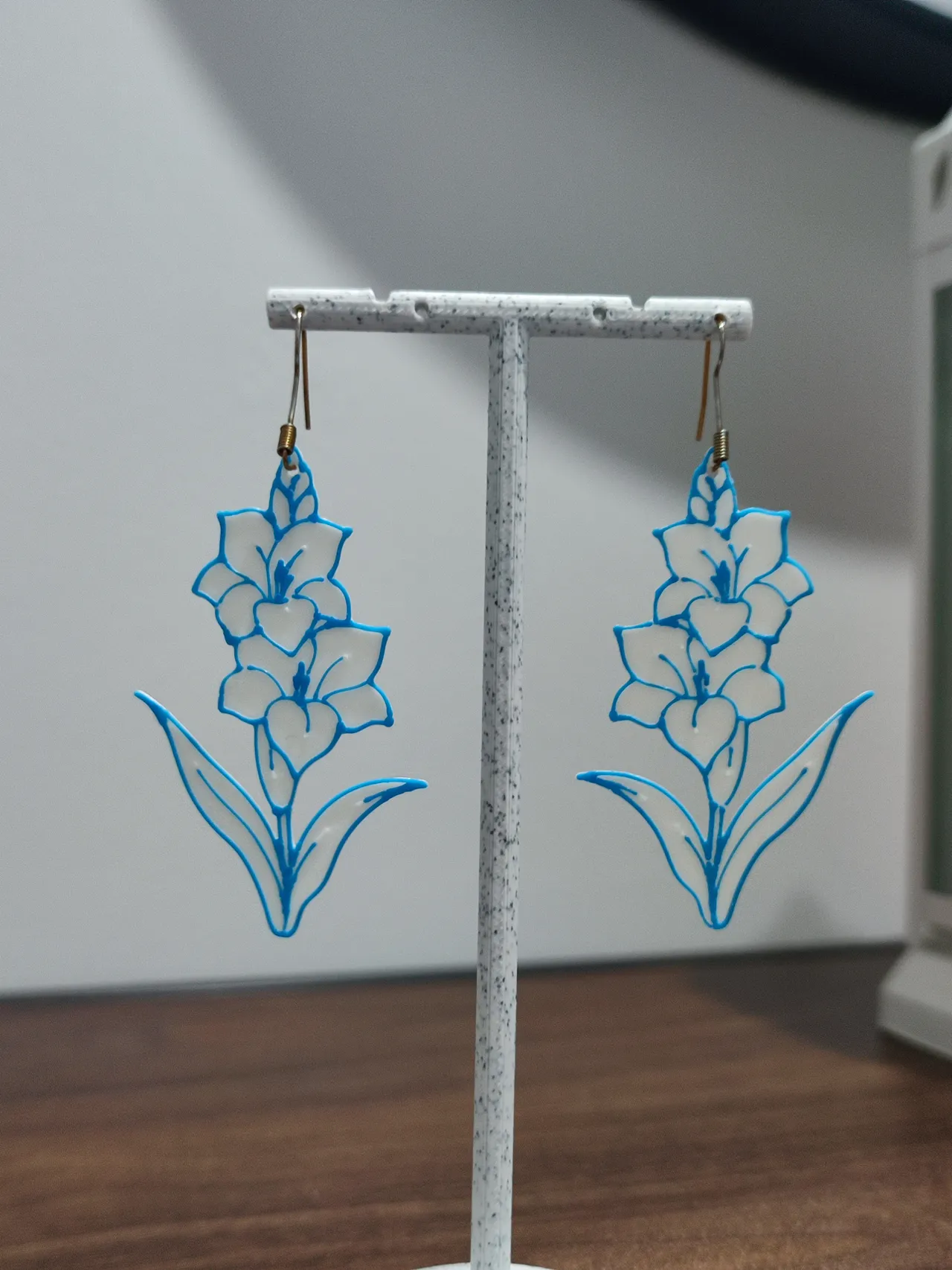 Aretes Gladiolas Porcelana Azul view 2