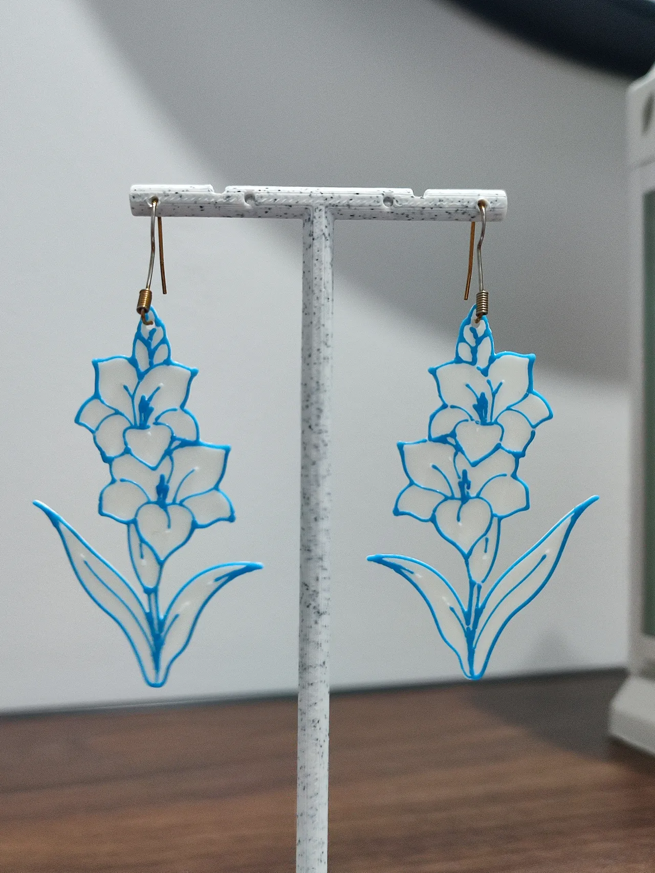 Aretes Gladiolas Porcelana Azul view 3