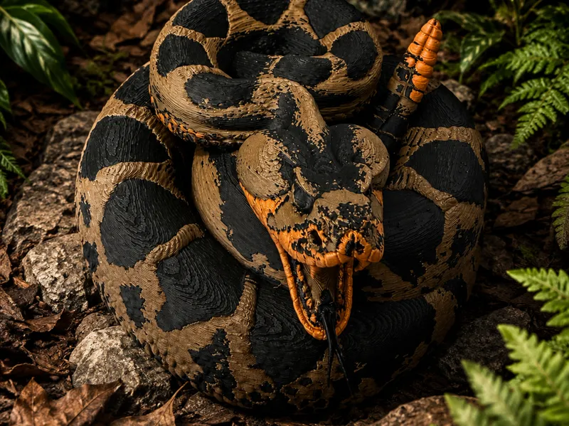 Coiled Rattlesnake Attack Display (Multi-Color)
