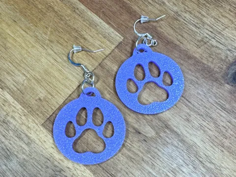 Circle with Paw Earring