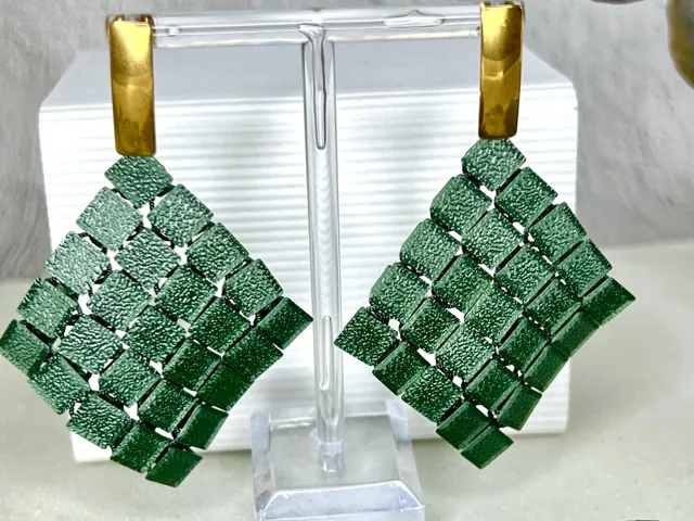 Earring fabric style diamond shape