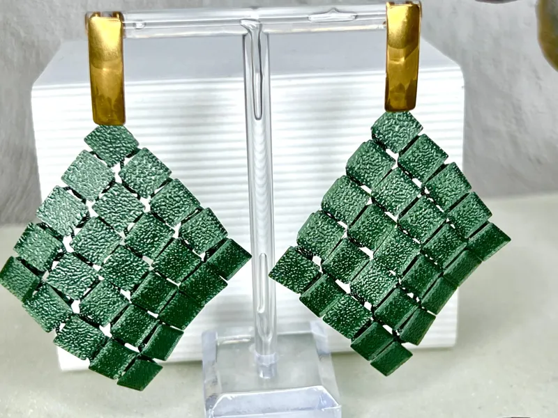Earring fabric style diamond shape