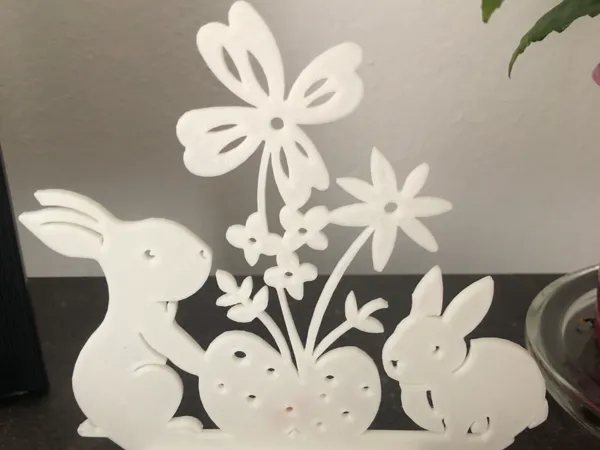 Duo de lapins fleuris décoratifs