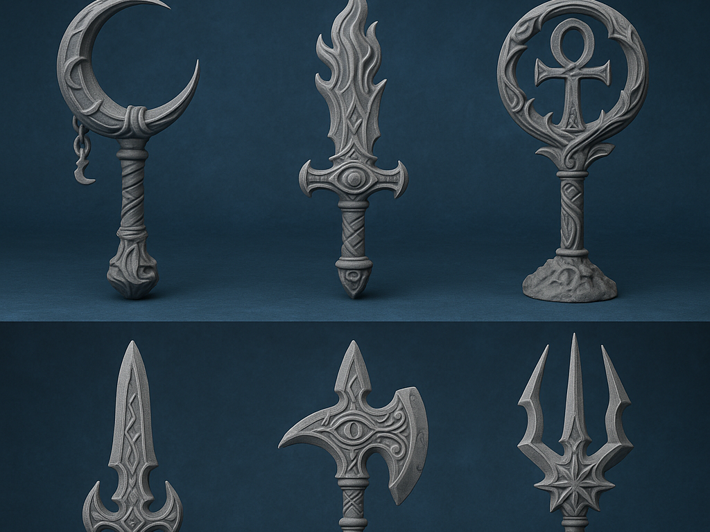 Fantasy Weapons Icons Set Mystic Blades And Relics