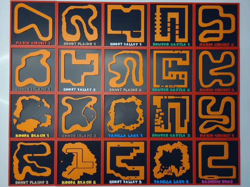 Mario Kart Tracks Display - SNES Maps