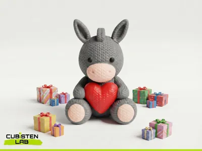 Knitted Donkey with Heart – Love Figure