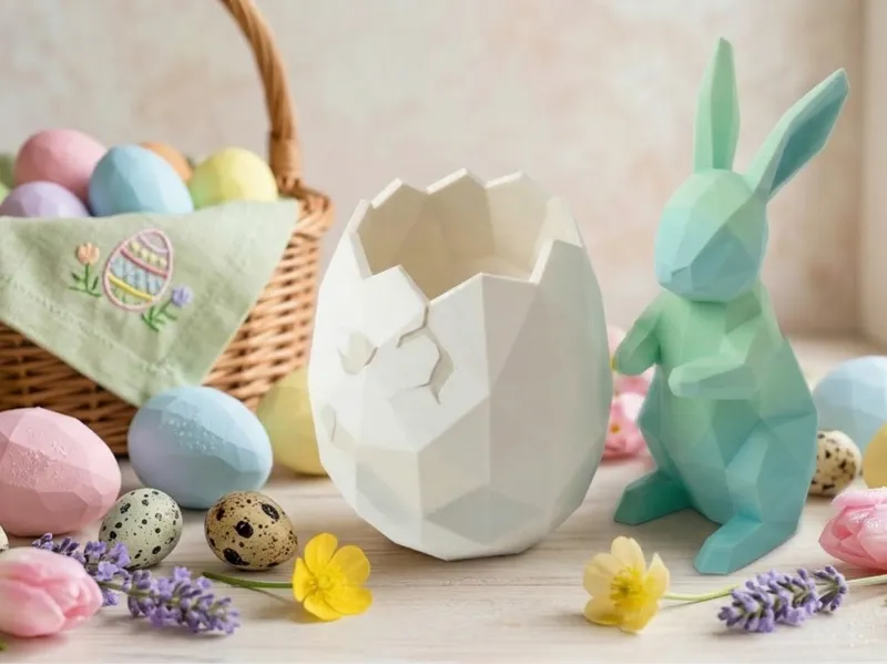 Easter Bunny Lowpoly with egg