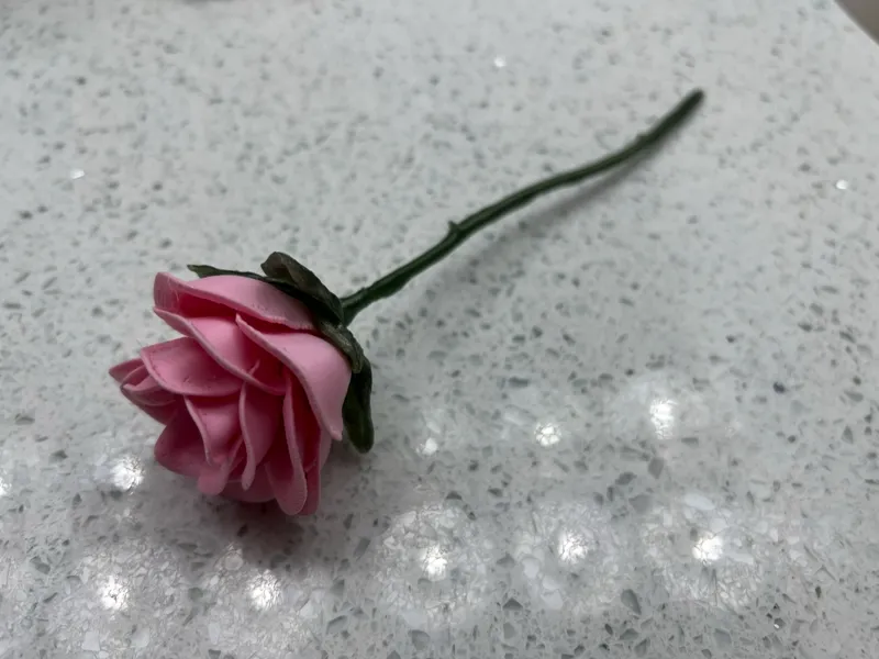 Rose with Snap-in Stem and Leaves