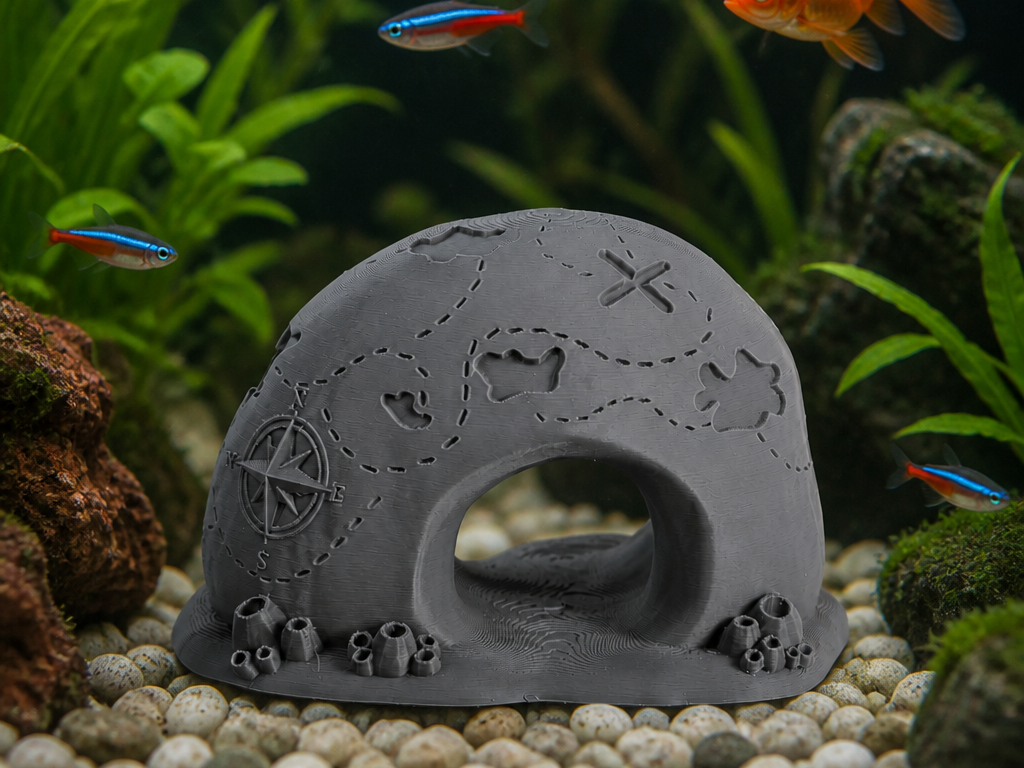 Treasure Map Cave Aquarium Decor