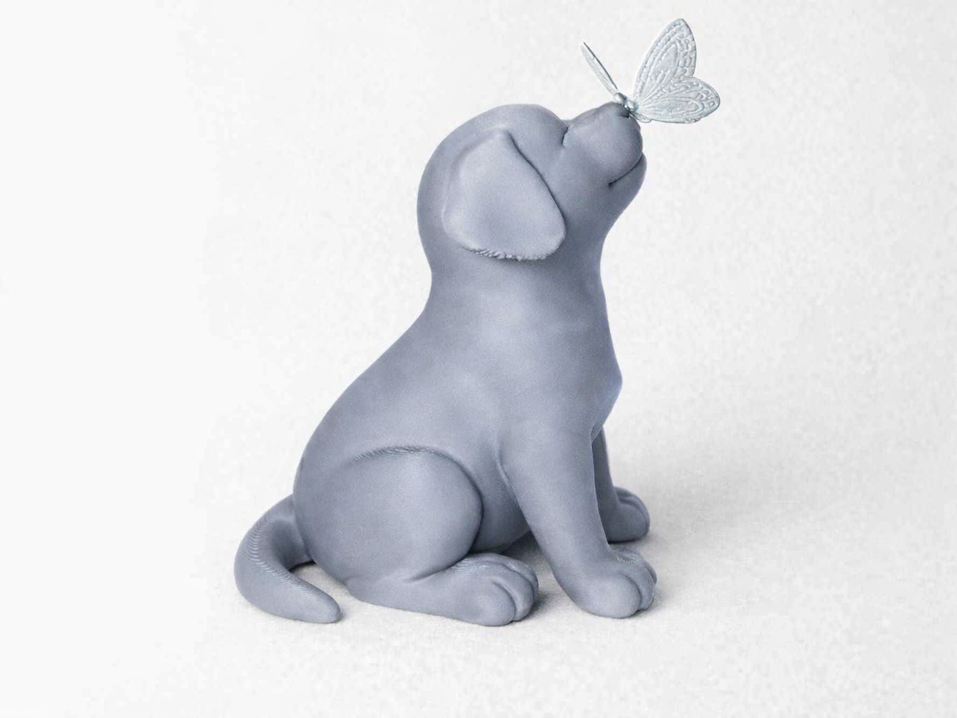 Gentle Puppy with Butterfly