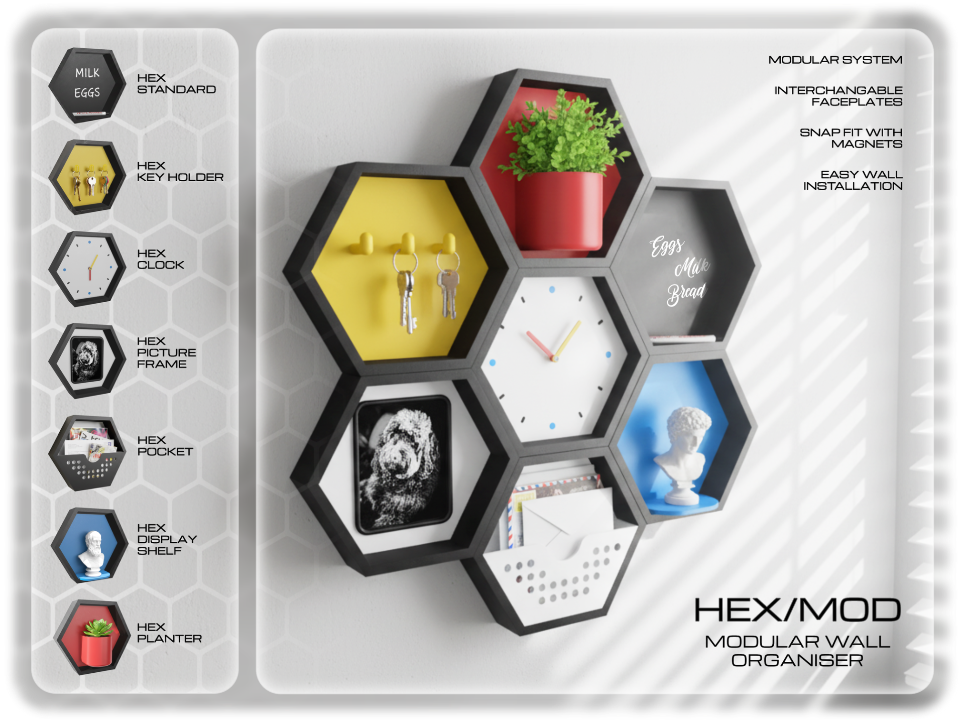 HEX/MOD - Modular Wall Organiser