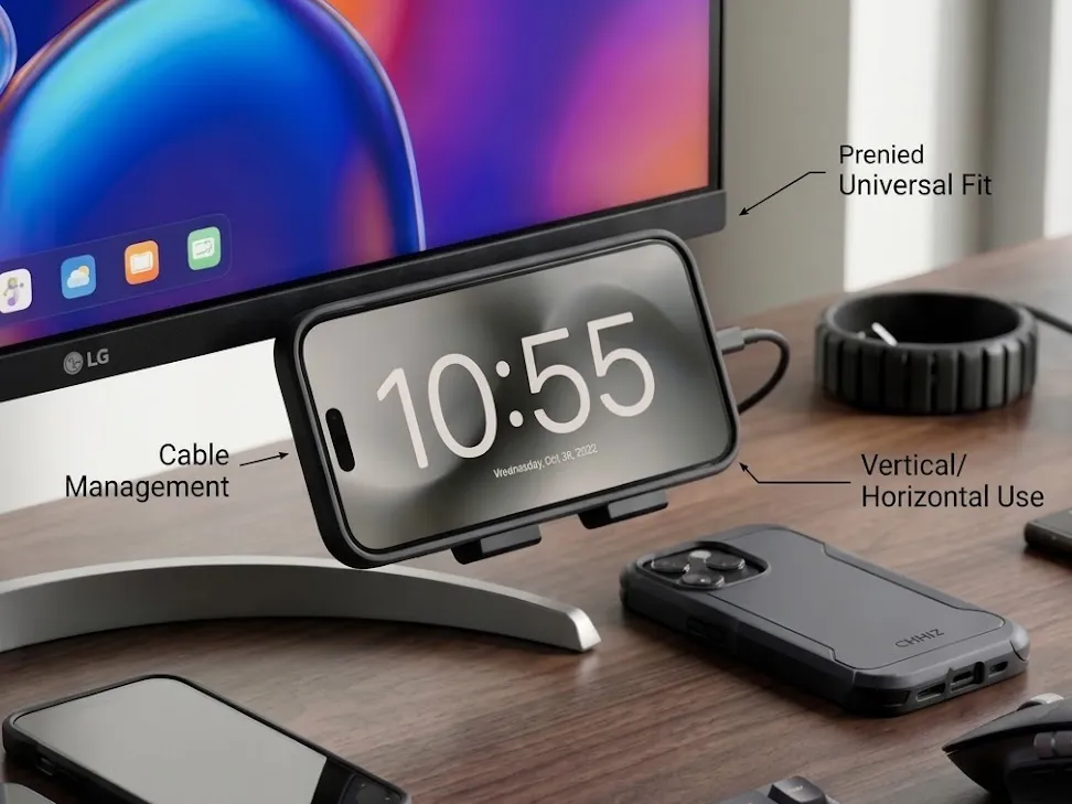 Under Monitor Phone Holder Mount - Free 3D Print Model - MakerWorld