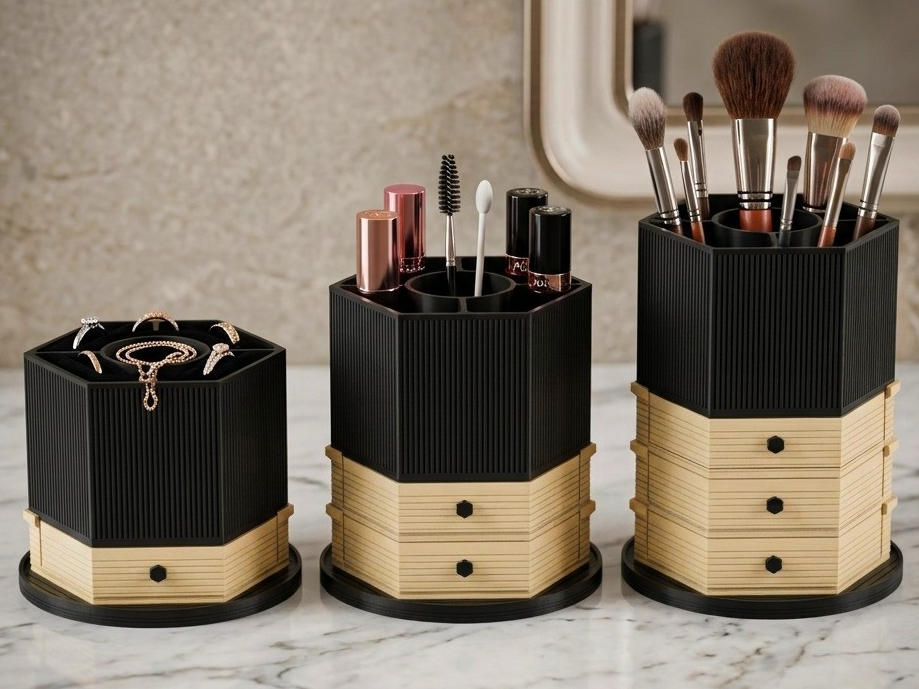 HexaStack: Modular Organizer-Vanity & Desk Storage