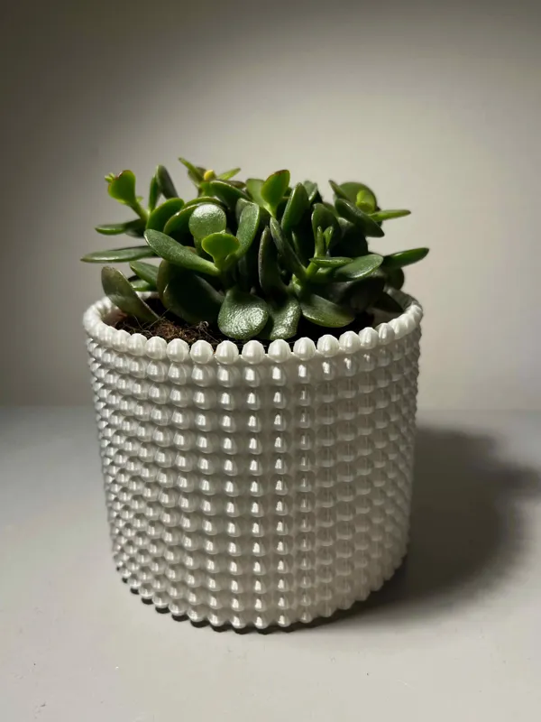 Vase texture perlée (H 8 cm, Ø 11 cm)