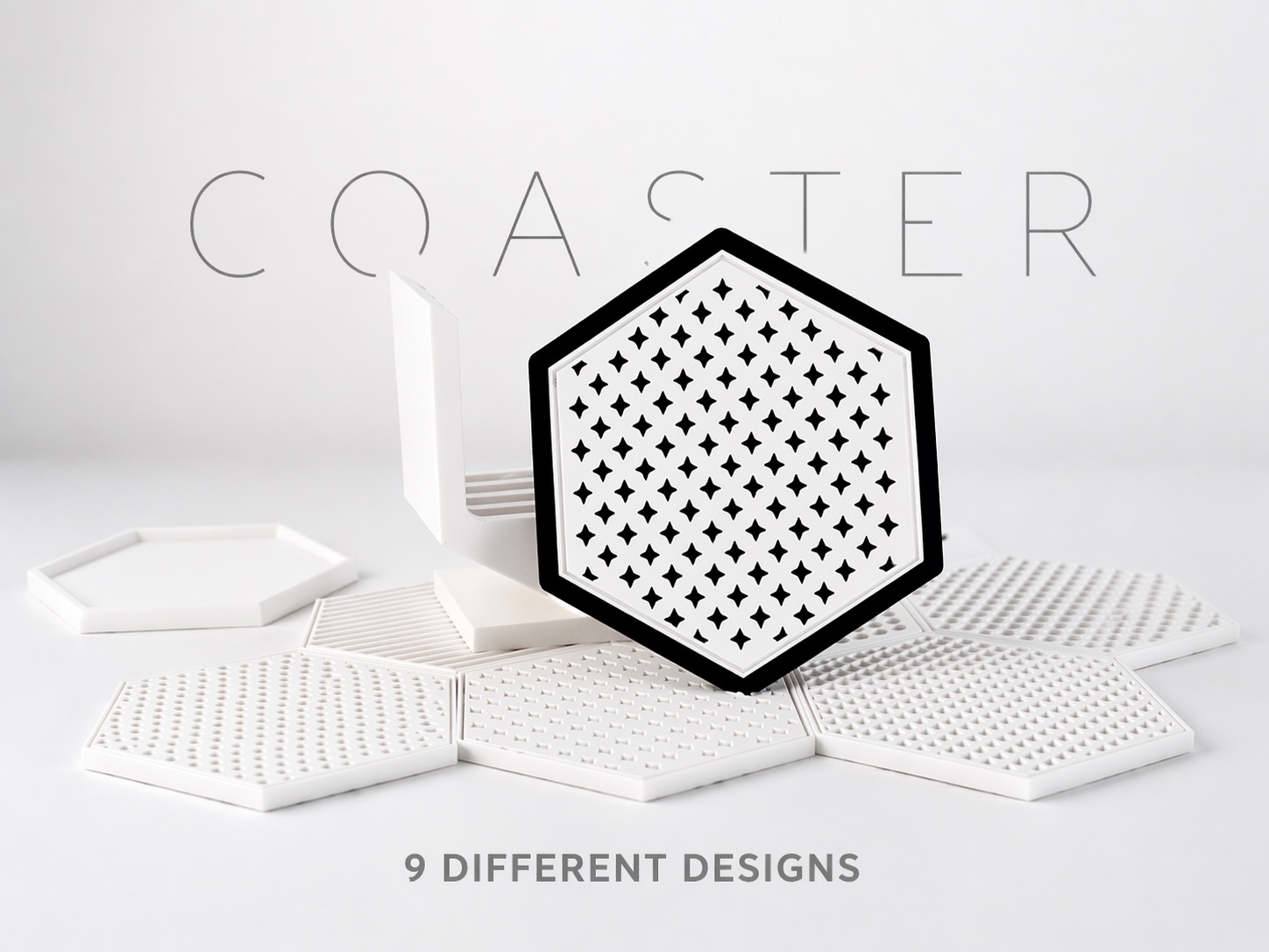 Modular Coaster Set - 9 Designs - With Holder