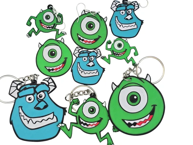 Monster Inc Keychains, Earrings, and Bookmarks