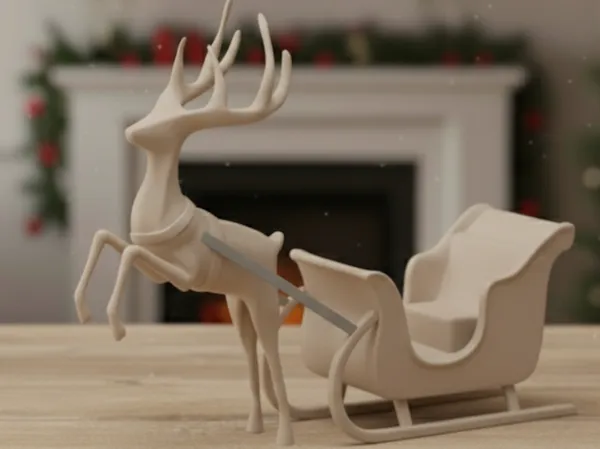Renne et traîneau de Noël — déco élégante