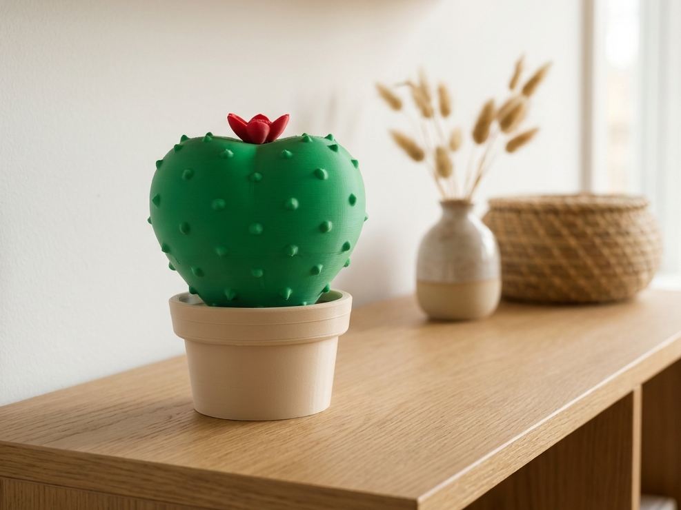 Round Cactus Botanical Shelf Decor
