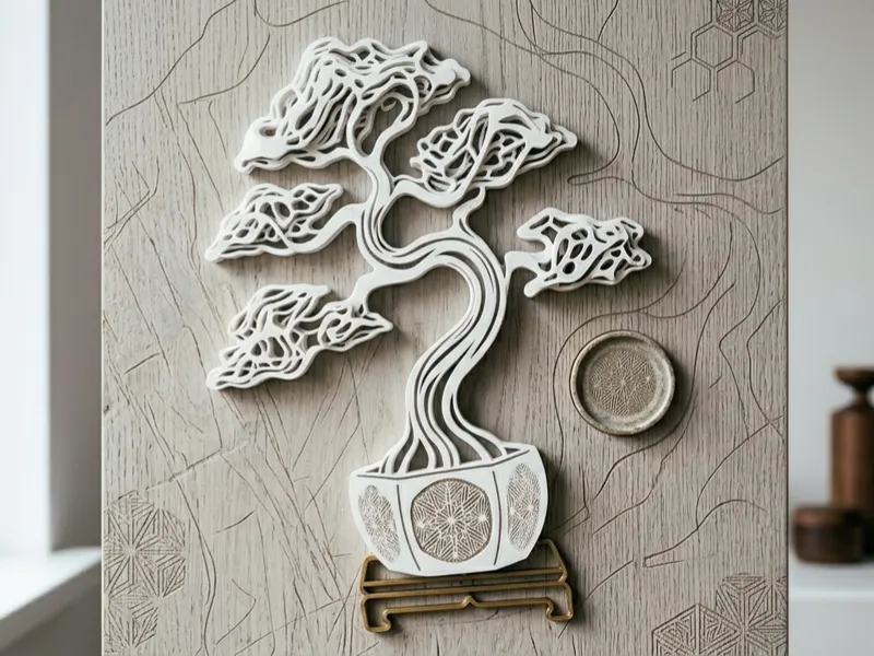 Zen Bonsai Wall Art - Minimalist Organic Decor