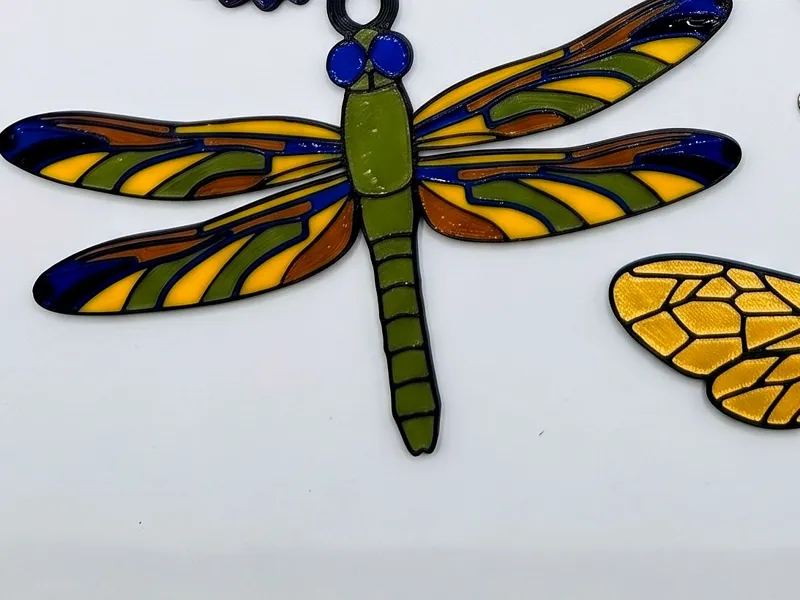Dragonfly Suncatcher Wind Spinner — Stained-Glass