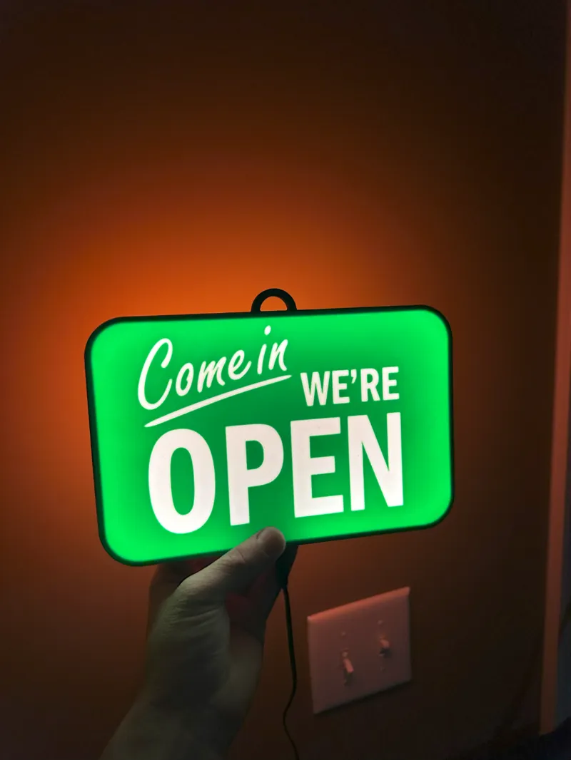 Hanging 2 Sided Open/Closed Light Box