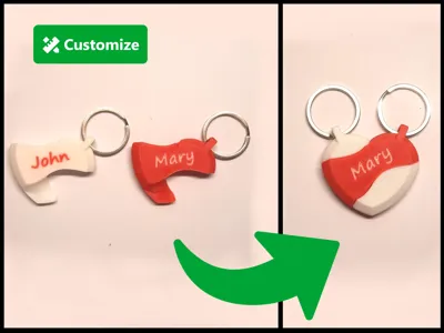 Interlocking Matching Heart (Customizable)