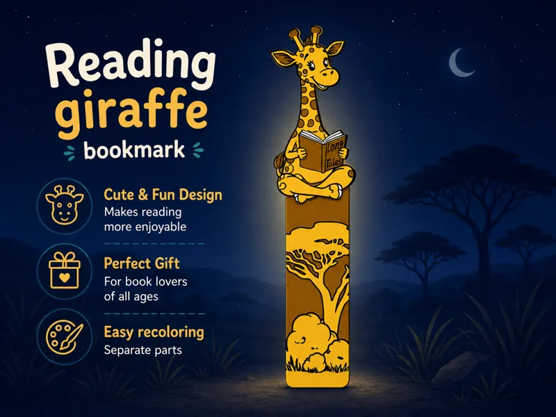Reading giraffe bookmark
