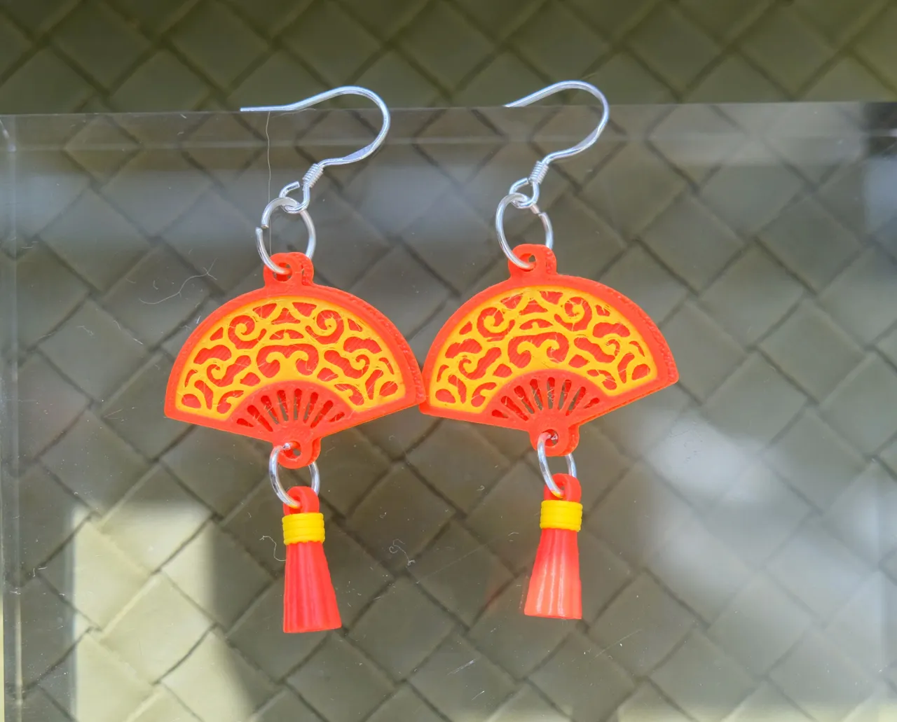 Chinese Celestial Cloud Fan Earrings view 4