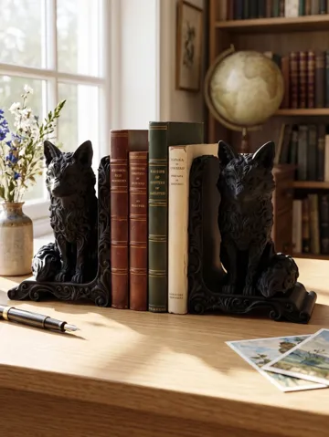 Figura decorativa: Baroque Fox Statue Bookends Forest Art — vista de referencia 2