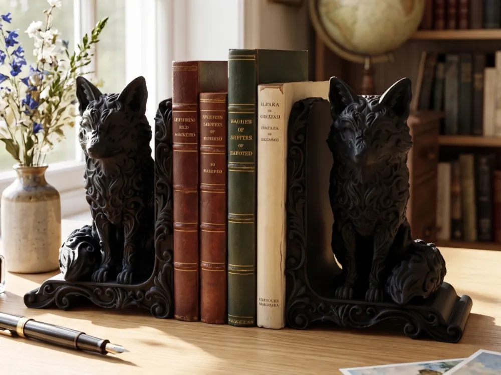 Figura decorativa: Baroque Fox Statue Bookends Forest Art. Referencia del modelo original.