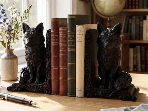 Figura decorativa: Baroque Fox Statue Bookends Forest Art — referencia de MakerWorld