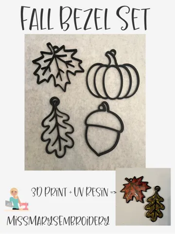 Adorno temático: Fall Bezel Set – Maple & Oak Leaf, Acorn, Pumpkin — vista de referencia 2