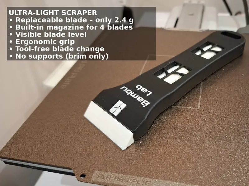 Scraper with Replaceable Blade, built-in Magazine