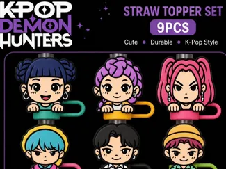 k-pop demon hunter straw topper 9psc set
