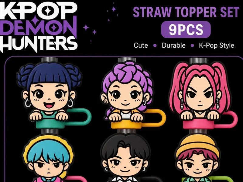 k-pop demon hunter straw topper 9psc set