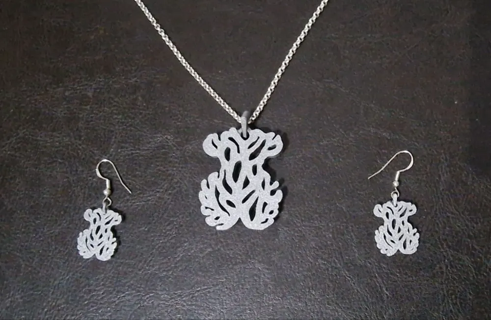 Tree Rings Bear Tree-shaped bear pendant and earrings by darvil66 - MakerWorld